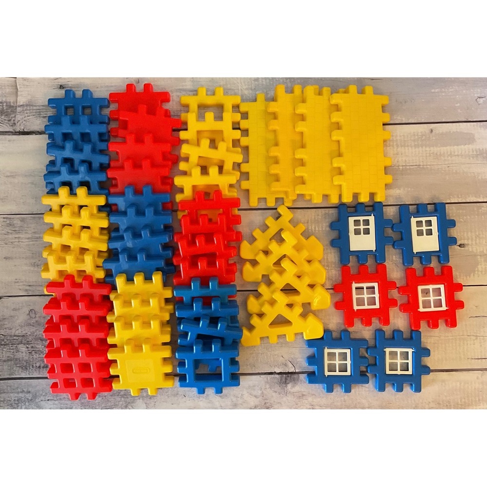 Vintage Little Tikes Waffle Blocks 50 Piece Lot Primary Colors Building Set